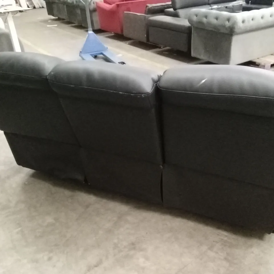 ROTHBURY LUXURY FAUX LEATHER HIGH BACK 3 SEATER MANUAL RECLINER SOFA - BLACK RRP £729
