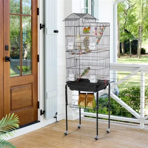 BOXED FURR158.5CM IRON POINTED TOP FLOOR BIRD CAGE WITH WHEELS (1 BOX)