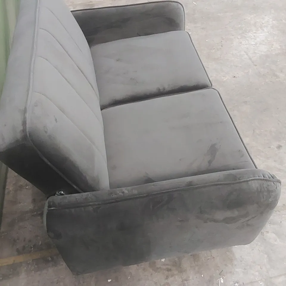 DESIGNER DARK GREY FABRIC SMALL TWO SEATER SOFA 