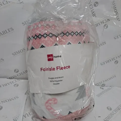 CHRISTMAS FAIRISLE FLEECE DUVET COVER SET - BLUSH