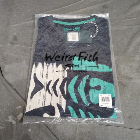 WEIRD FISH NAVY DOUBLE FISH GRAPHIC TEE – UK 2XL