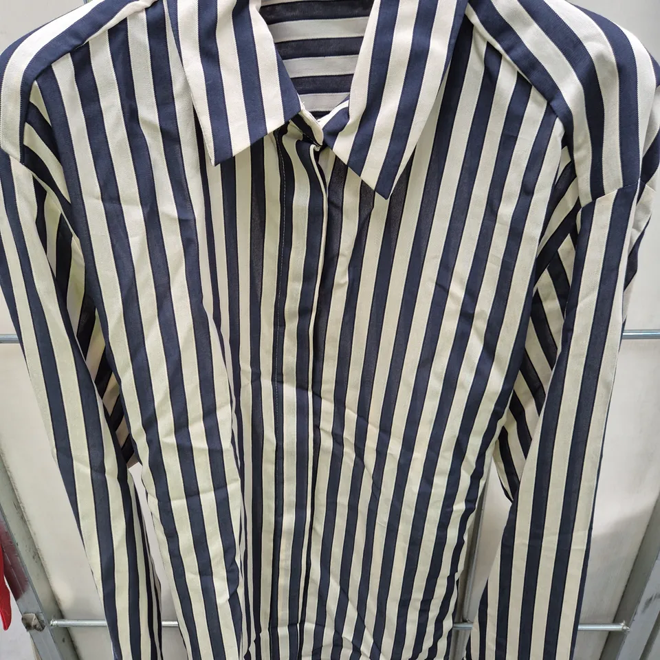 F&F STRIPED SHIRT – NAVY & CREAM, UK 16