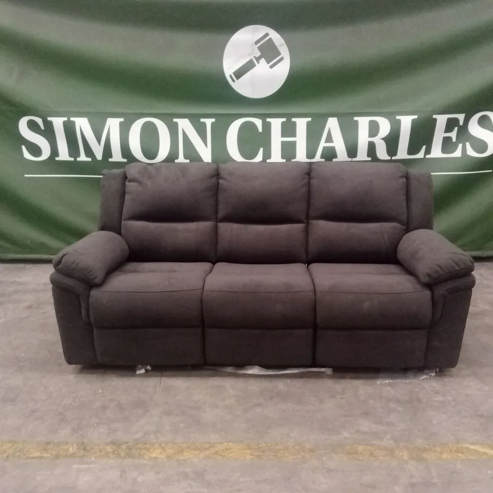 ALBION CHENILLE 3 SEATER HIGH BACK MANUAL RECLINER SOFA - CHARCOAL RRP £679