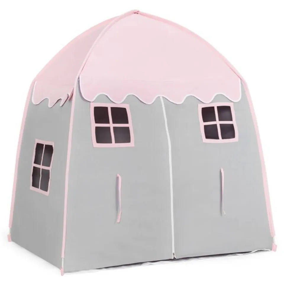 BOXED COSTWAY KIDS TEEPEE PLAYHOUSE PORTABLE PLAY TENT PRINCESS CASTLE HOUSE INDOOR OUTDOOR W/CARRY BAG - PINK