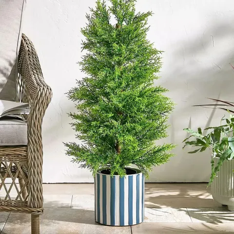 BOXED VERY HOME 92CM FAUX CYPRESS LEAF POTTED TREE OUTDOOR/INDOOR