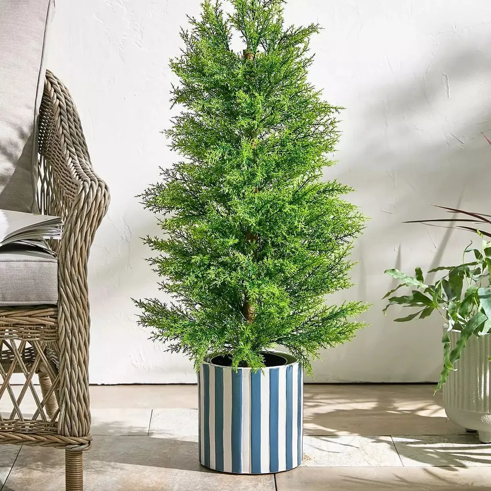 BOXED VERY HOME 92CM FAUX CYPRESS LEAF POTTED TREE OUTDOOR/INDOOR
