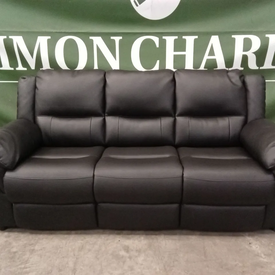 ALBION LUXURY FAUX LEATHER HIGH BACK 3 SEATER SOFA - BLACK RRP £599