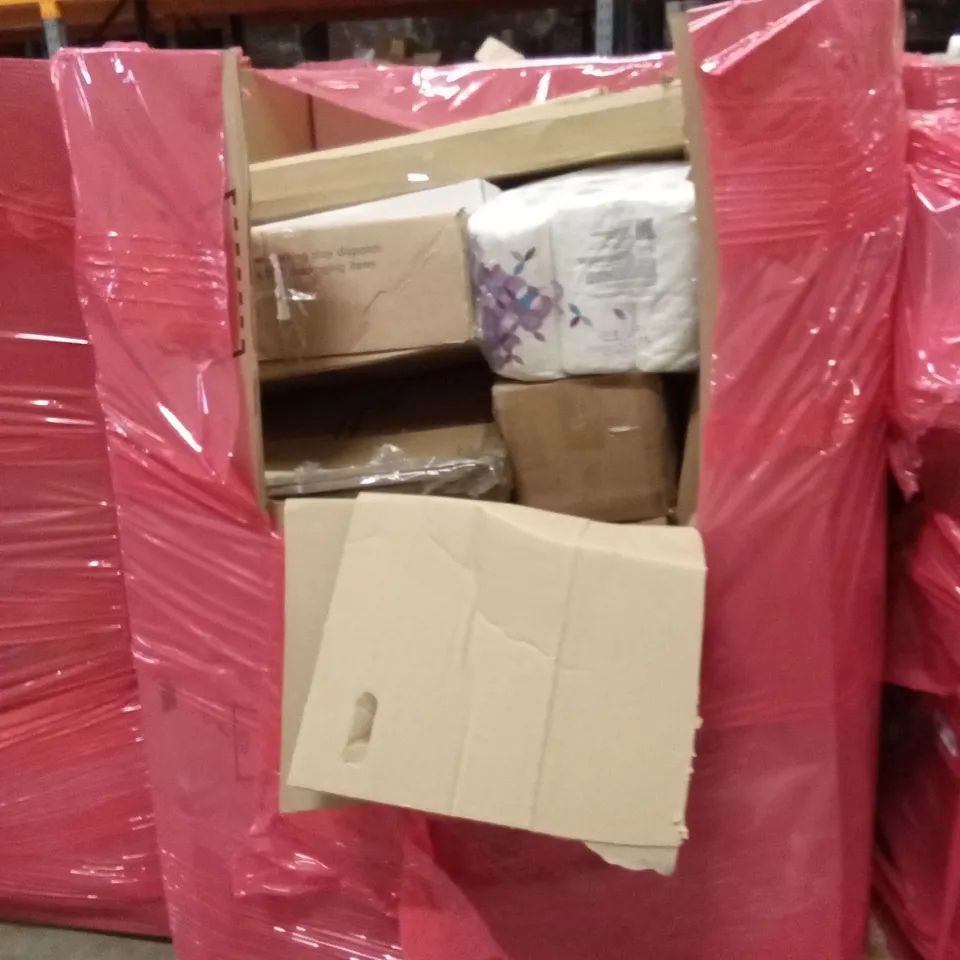 PALLET OF ASSORTED HOUSEHOLD GOODS AND PRODUCTS TO INCLUDE; PADDLES, PRAM, KIDS ARCHERY TOYS ETC