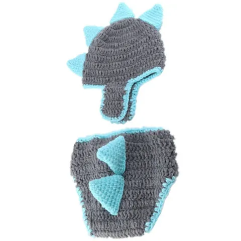 APPROXIMATELY 5 BRAND NEW CROCHET BLUE AND GREY DINO DRESS UP OUTFIT 