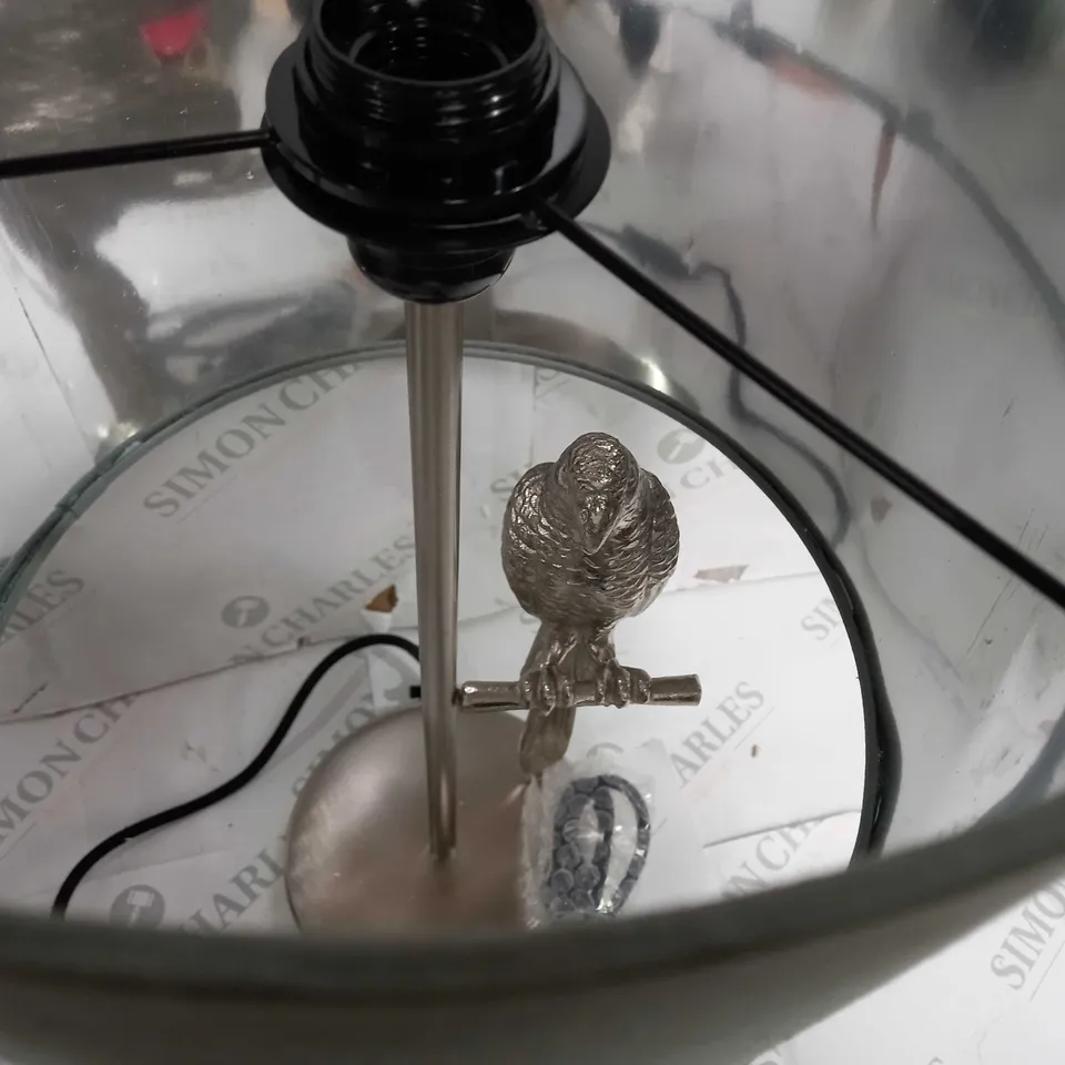 ALISON CORK SILVER SINGLE PARROT DETAIL TABLE LAMP