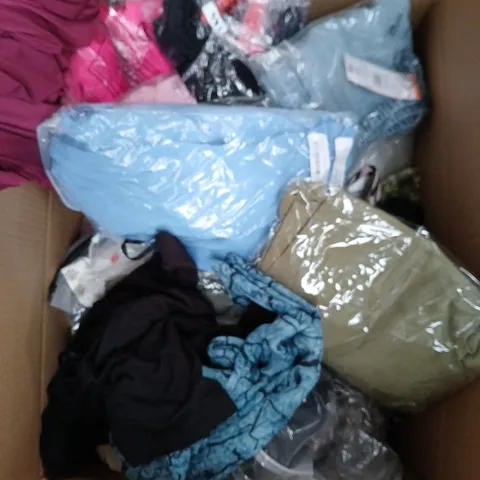 APPROXIMATELY 20 ASSORTED CLOTHING PRODUCTS IN VARIOUS STYLES & SIZES TO INCLUDE PANTS, T-SHIRTS, DRESSES ETC