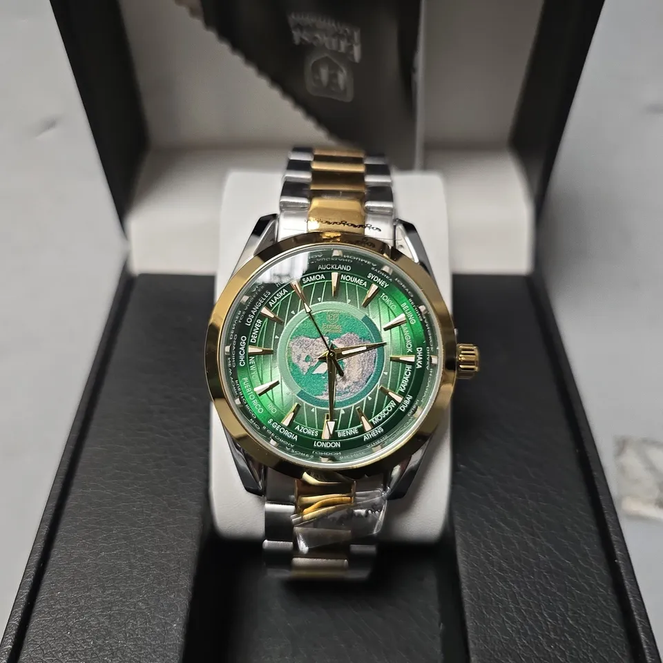  ERNEST FERDINAND WATCH – GLOBAL DIAL – STAINLESS STEEL STRAP – 3ATM WATER RESISTANT - GIFT BOX