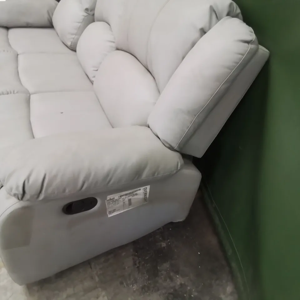 DESIGNER MANUAL RECLINING THREE SEATER SOFA GREY FAUX LEATHER 