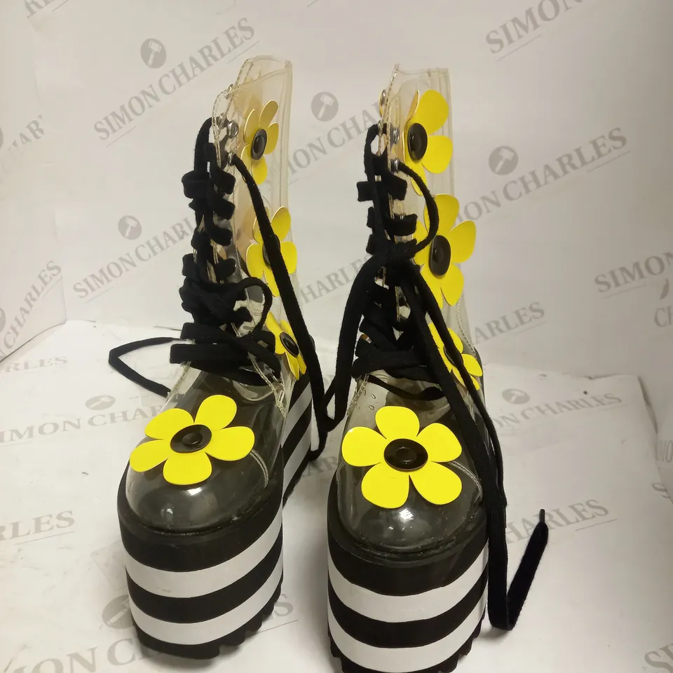 CURRENT MOOD WILDFLOWER WONDERLAND CLEAR BOOTS APPROX UK 4/5  