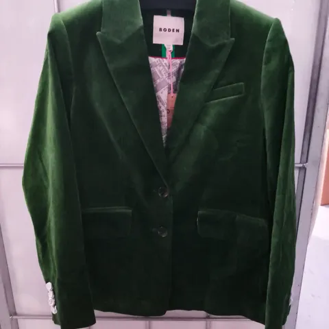BODEN GREEN VELVET SUIT JACKET SIZE 12 R