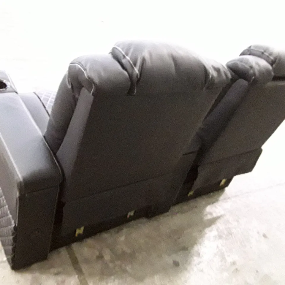 2 QUALITY DESIGNER RHF ELECTRIC RECLINER SOFA PIECES WITH CUPHOLDERS - BLACK LEATHER