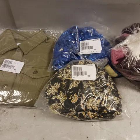 APPROXIMATELY 10 ASSORTED CLOTHING ITEMS TO INCLUDE SEQUIN TOP, BLOSSIE JUMPER, DENIM JACKET ETC