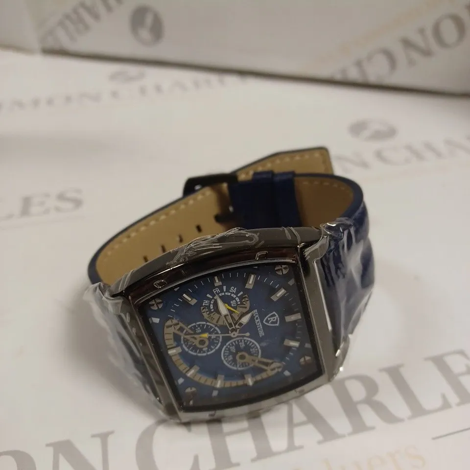 MEN’S RUCKSTUHL R300 CHRONOGRAPH WATCH – BLUE MULTI FUNCTION DIAL - 3ATM WATER RESISTANT – GENUINE LEATHER STRAP