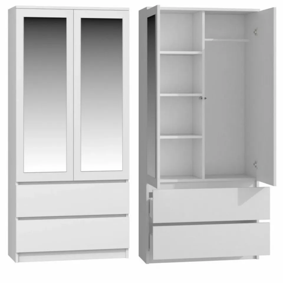 BOXED JENNESS 2 DOOR WARDROBE - WHITE (3 BOXES)