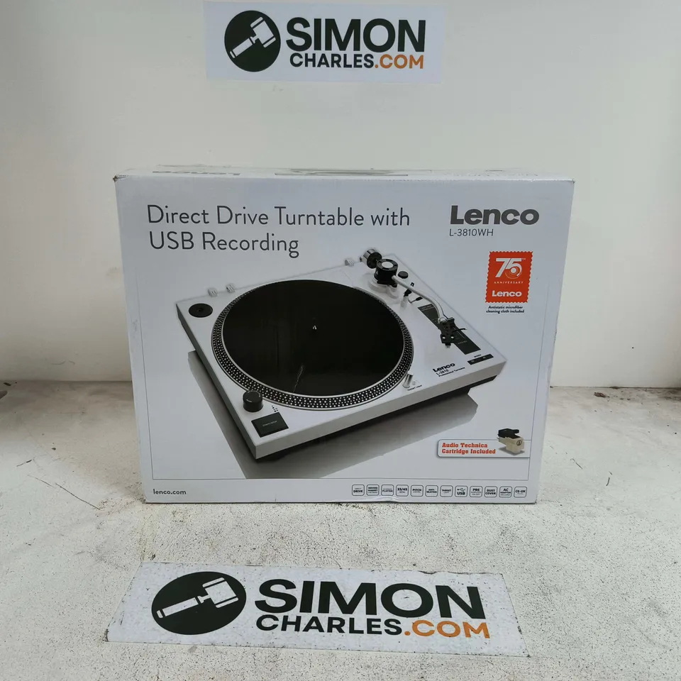 BOXED LENCO DIRECT DRIVE TURNABLE WITH USB RECORDING - L-3810WH