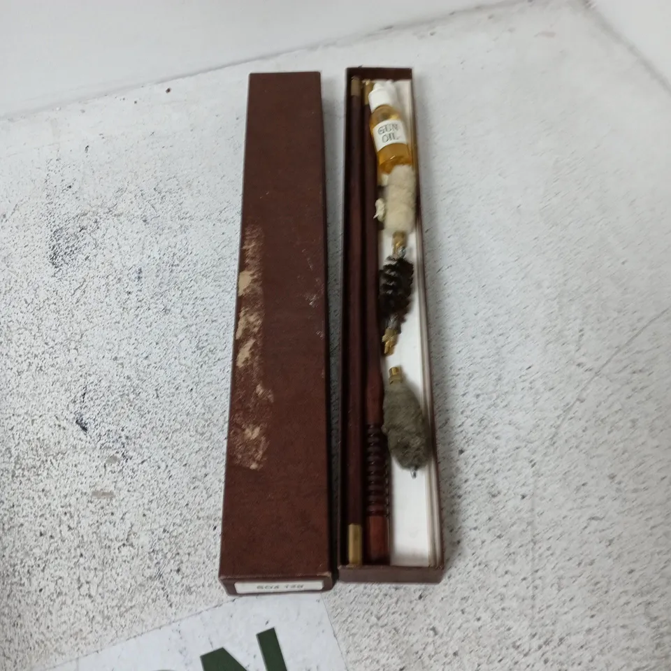 ANTIQUE GUN CLEANING KIT IN WOODEN CASE