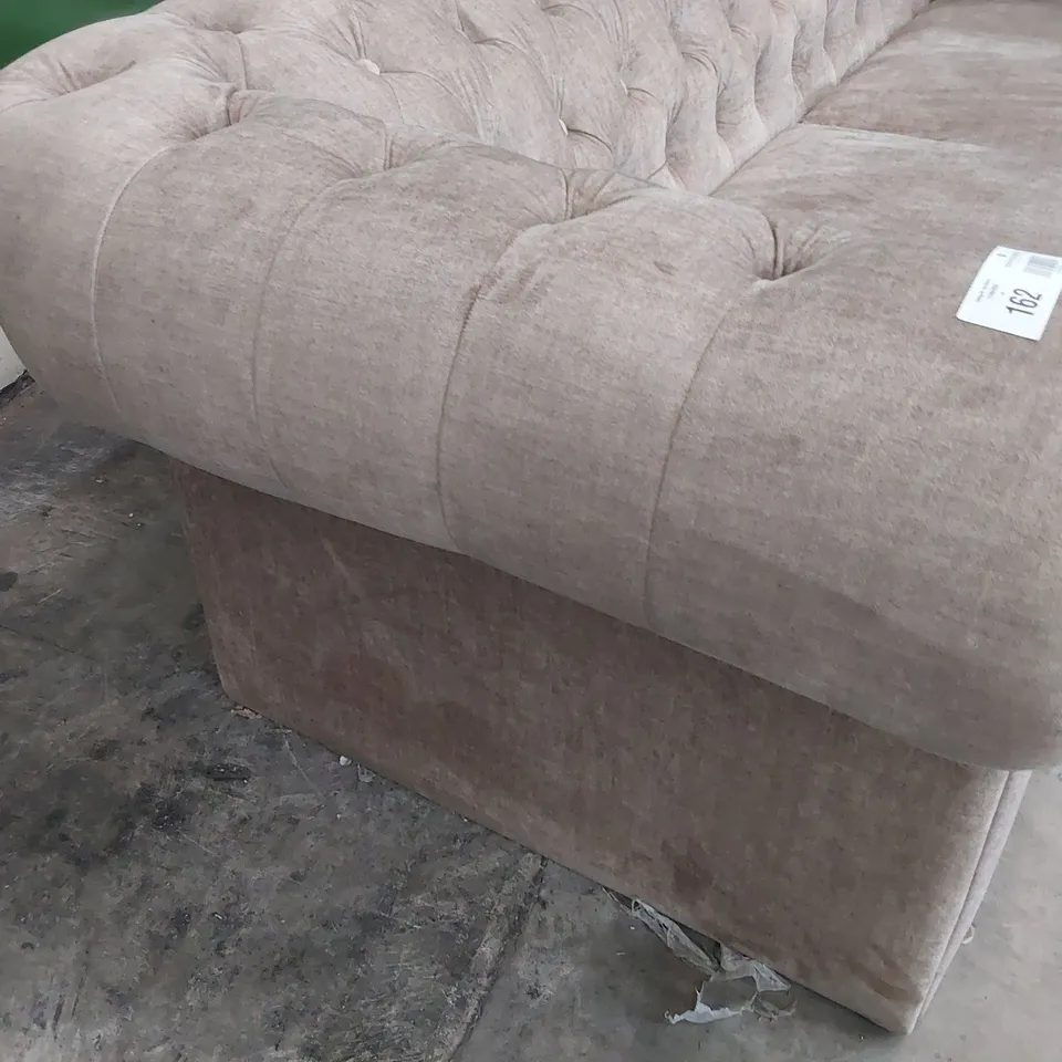 DESIGNER THREE SEATER CHESTERFIELD SOFA MINK PLUSH FABRIC 