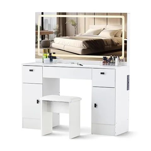 BOXED TUKAILAI DRESSING TABLE WITH MIRROR AND STOOL - WHITE (2 BOXES)
