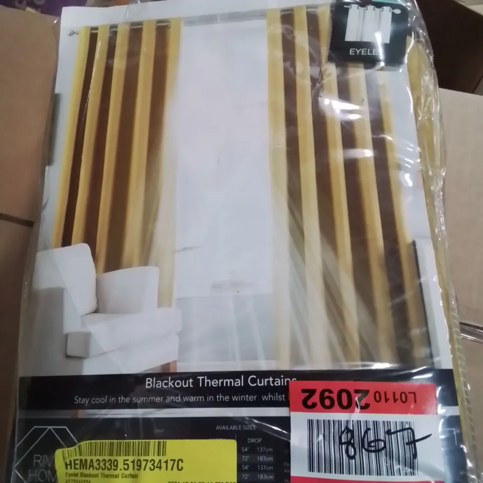 BAGGED EYELET ROOM DARKENING THERMAL CURTAINS YELLOW