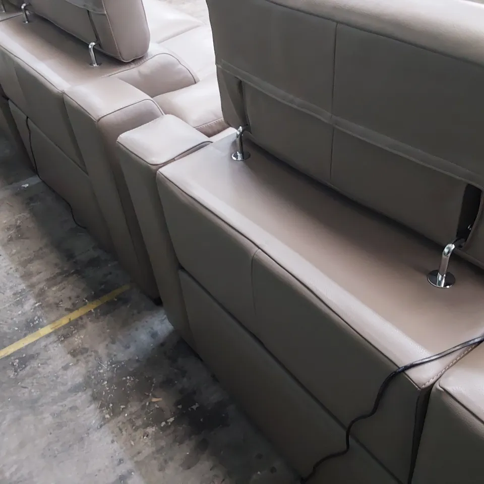 QUALITY ITALIAN DESIGNER RICCARDO POWER RECLINING LOUNGE SUITE, COMPRISING THREE SEATER SOFA & EASY CHAIR MUD LEATHER