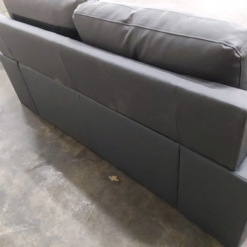 DESIGNER TWO SEATER SOFA GREY LEATHER 