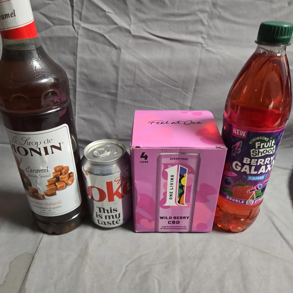 APPROXIMATELY 5 ASSORTED FOOD &DRINK ITEMS TO INCLUDE - DIET COKE, FRUIT SHOOT AND MONIN  - COLLECTION ONLY
