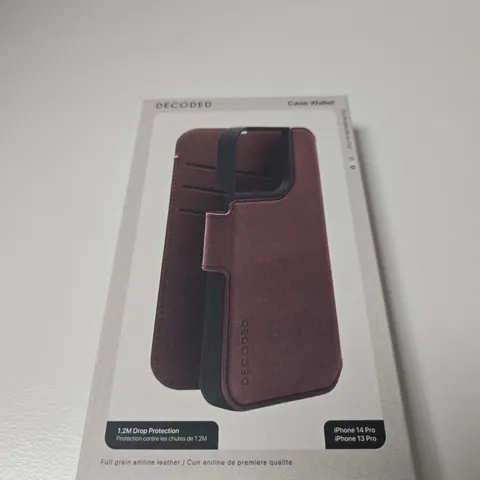 BOX OF APPROXIMATELY 10 DECODED CASE WALLET LEATHER IPHONE CASE