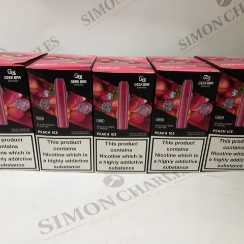 5 X BOXED (10 DISPOSABLES PER BOX) GEEK BAR DISPOSABLE VAPES - PEACH ICE