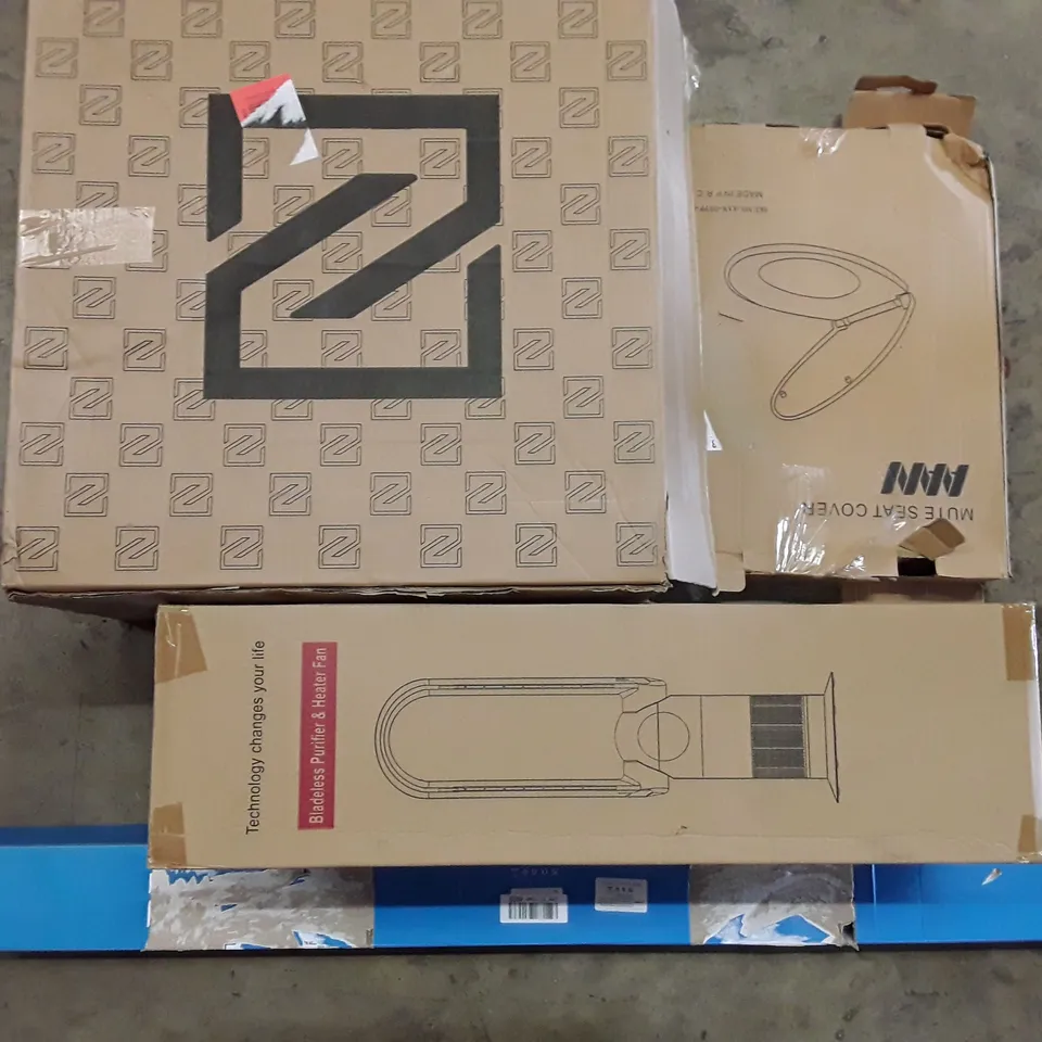 PALLET TO CONTAIN AN ASSORTMENT OF HOUSEHOLD ITEMS TO INCLUDE LED AQUARIUM LIGHT, BLADELESS PURIFIER AND HEATER, PC COVER CASES AND TOILET SEATS ECT 