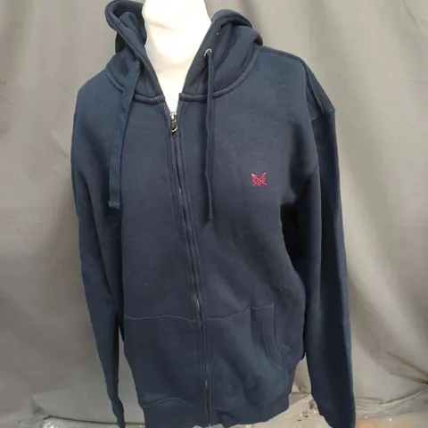 CREW CLOTHING COMPANY CROSSED OARS ZIP THROUGH HOODED JACKET IN NAVY SIZE XL