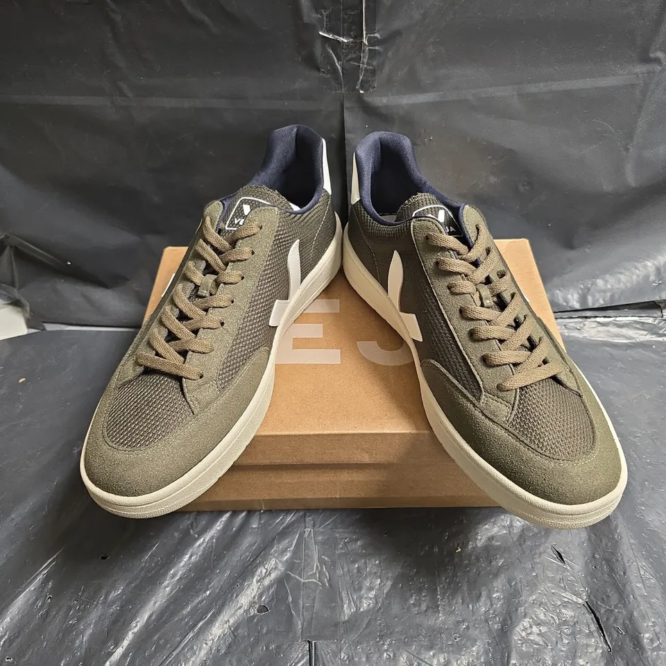 Veja V-12 B-Mesh Olive White Trainers, UK 12