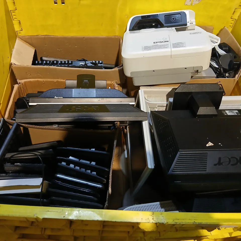 PALLET OF ASSORTED COMPUTER PRODUCTS TO INCLUDE; KEYBOARDS, MONITORS AND PRINTER