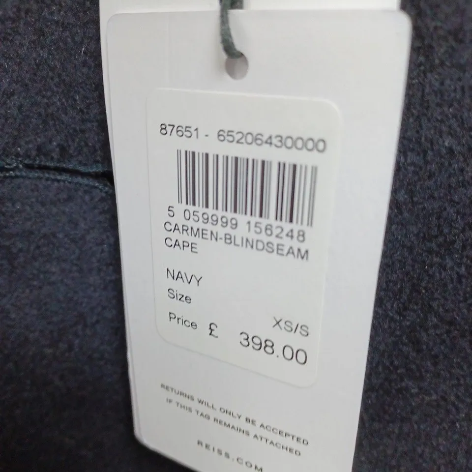 REISS CARMEN BLIND SEAM CAPE IN NAVY - XS/S