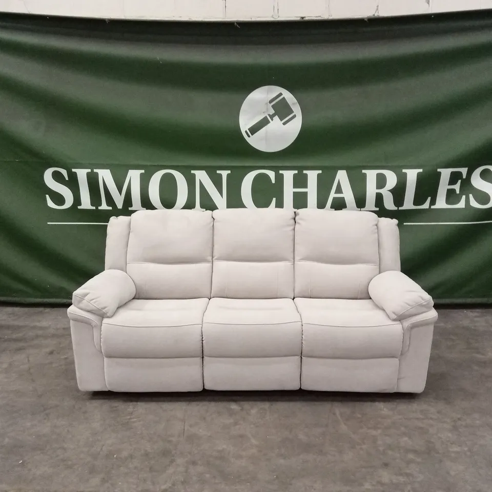 ALBION CHENILLE 3 SEATER HIGH BACK MANUAL RECLINER SOFA - GREY RRP £679