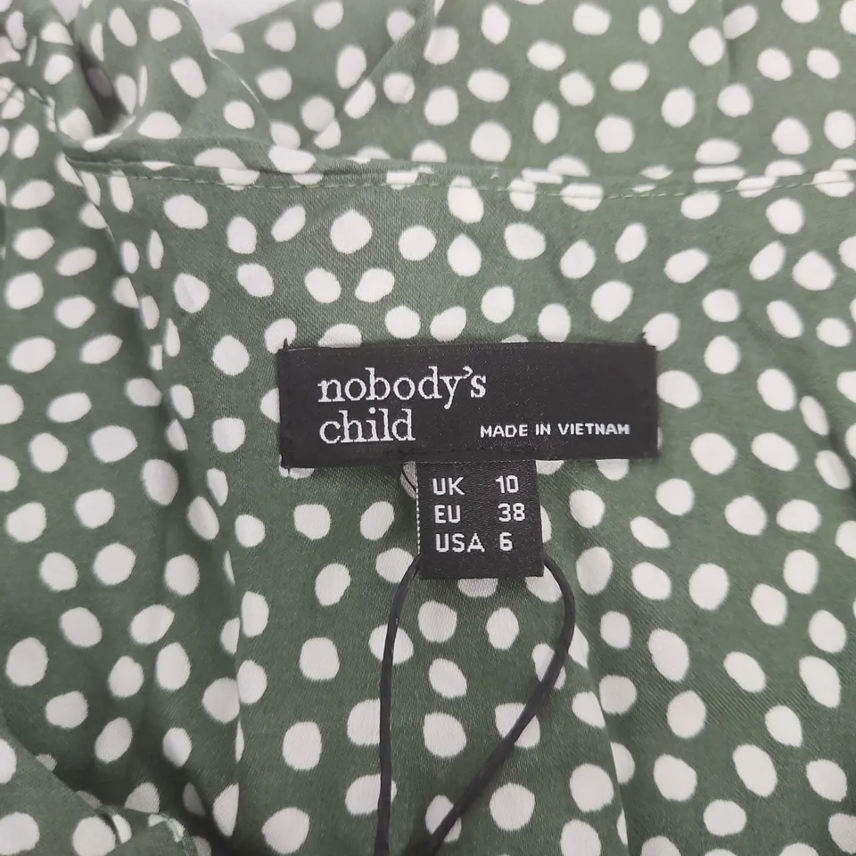 NOBODY'S CHILD GREEN POLKA DOT DRESS – UK 10 (EU 38, USA 6) MADE IN VIETNAM
