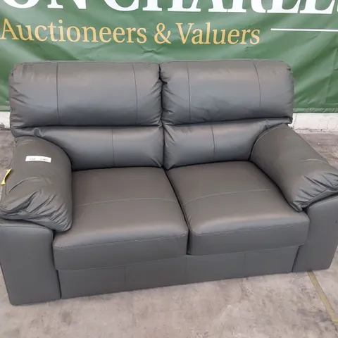 DESIGNER TWO SEATER SOFA GREY LEATHER