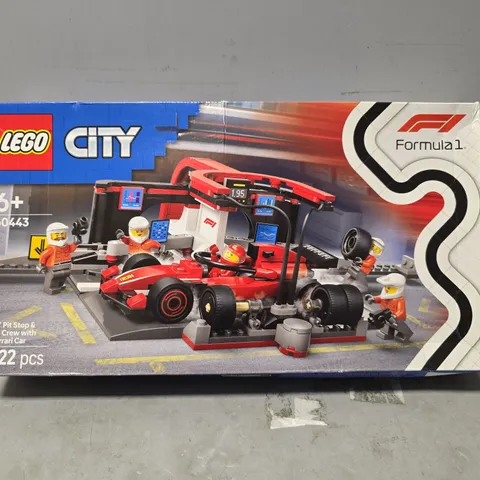 BOXED LEGO CITY FORMULA 1 PIT STOP & PIT CREW WITH FERRARI CAR 60443