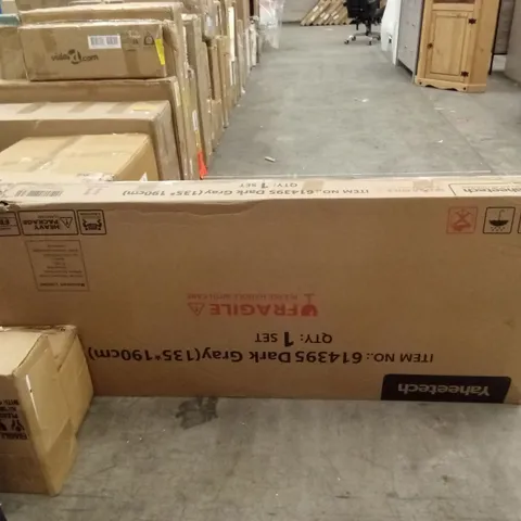 BOXED YAHEETECH BEDFRAME - DARK GREY // SIZE: 135 X 190cm (1 BOX)
