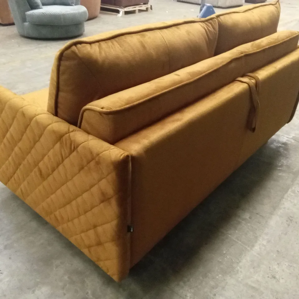 MELIECK 2 SEATER VELVET SOFA BED - YELLOW