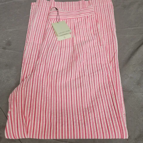 NOBODY'S CHILD PETITE PARKER TROUSER – PINK & WHITE STRIPE, UK 8