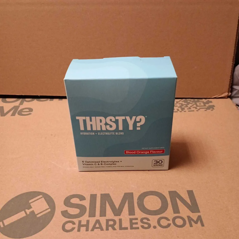 THIRSTY? BLOOD ORANGE FLAVOUR HYDRATION AND ELECTROLYTE BLEND, 30 SERVINGS