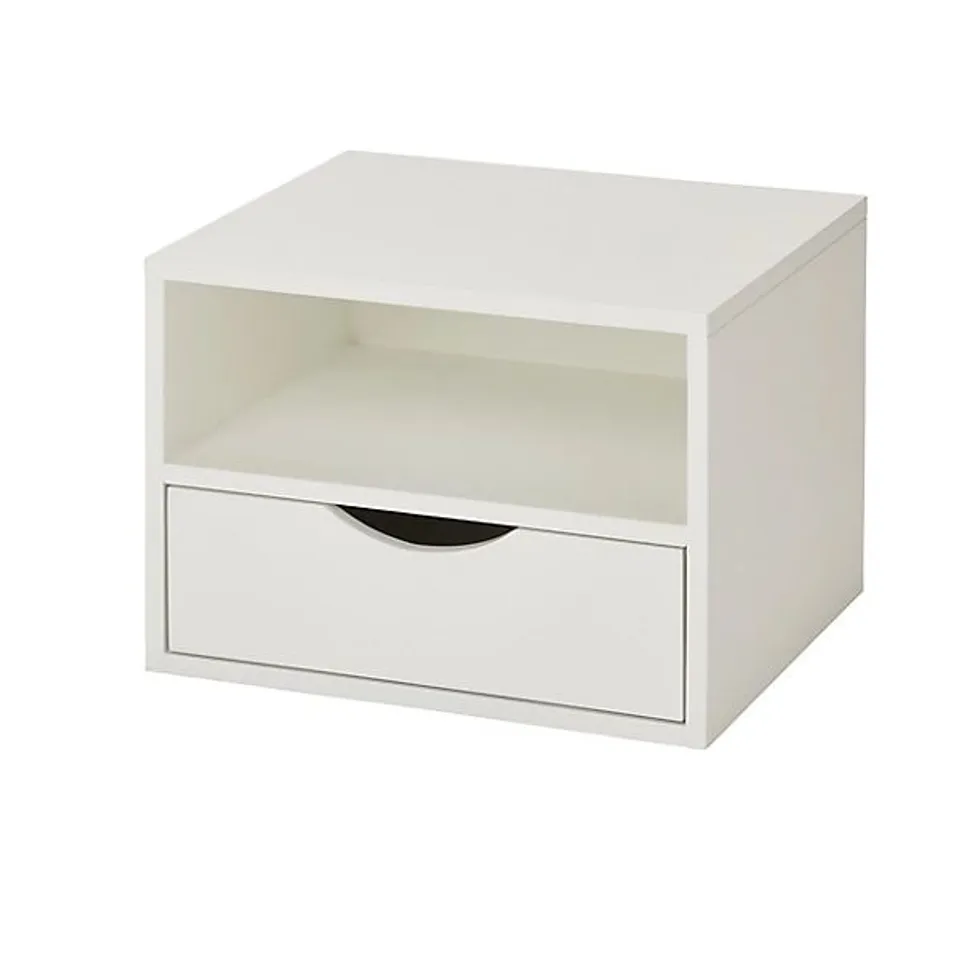 TWO BOXED MONDA WALL MOUNTED BEDSIDE TABLES