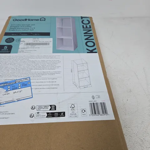 BOXED GOODHOME KONNECT GREY 3 SHELF CUBE BOOKCASE,