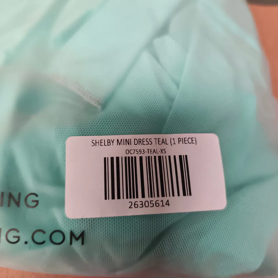 OUTCAST CLOTHING SHELBY MINI DRESS TEAL XS