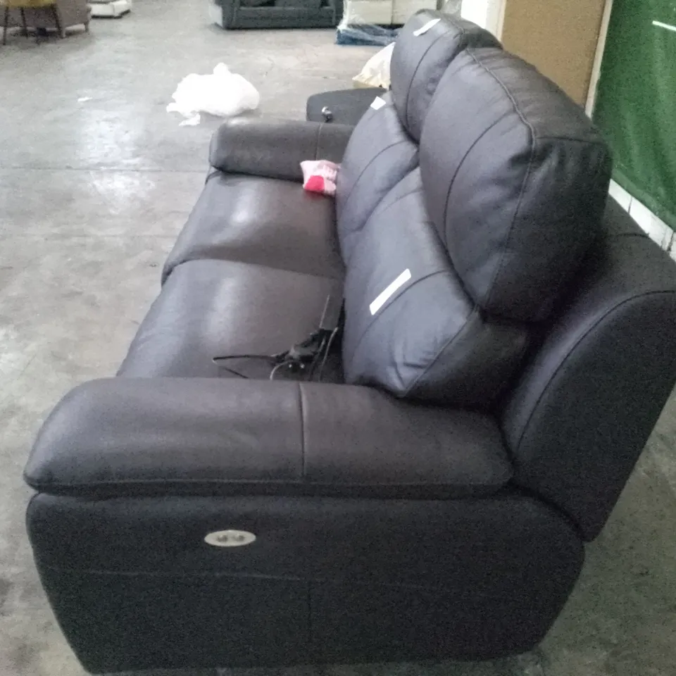 QUALITY ITALIAN DESIGNER PATRIZIO 3 SEATER 2PCS ELECTRIC RECLINER SOFA - DARK BROWN LEATHER   
